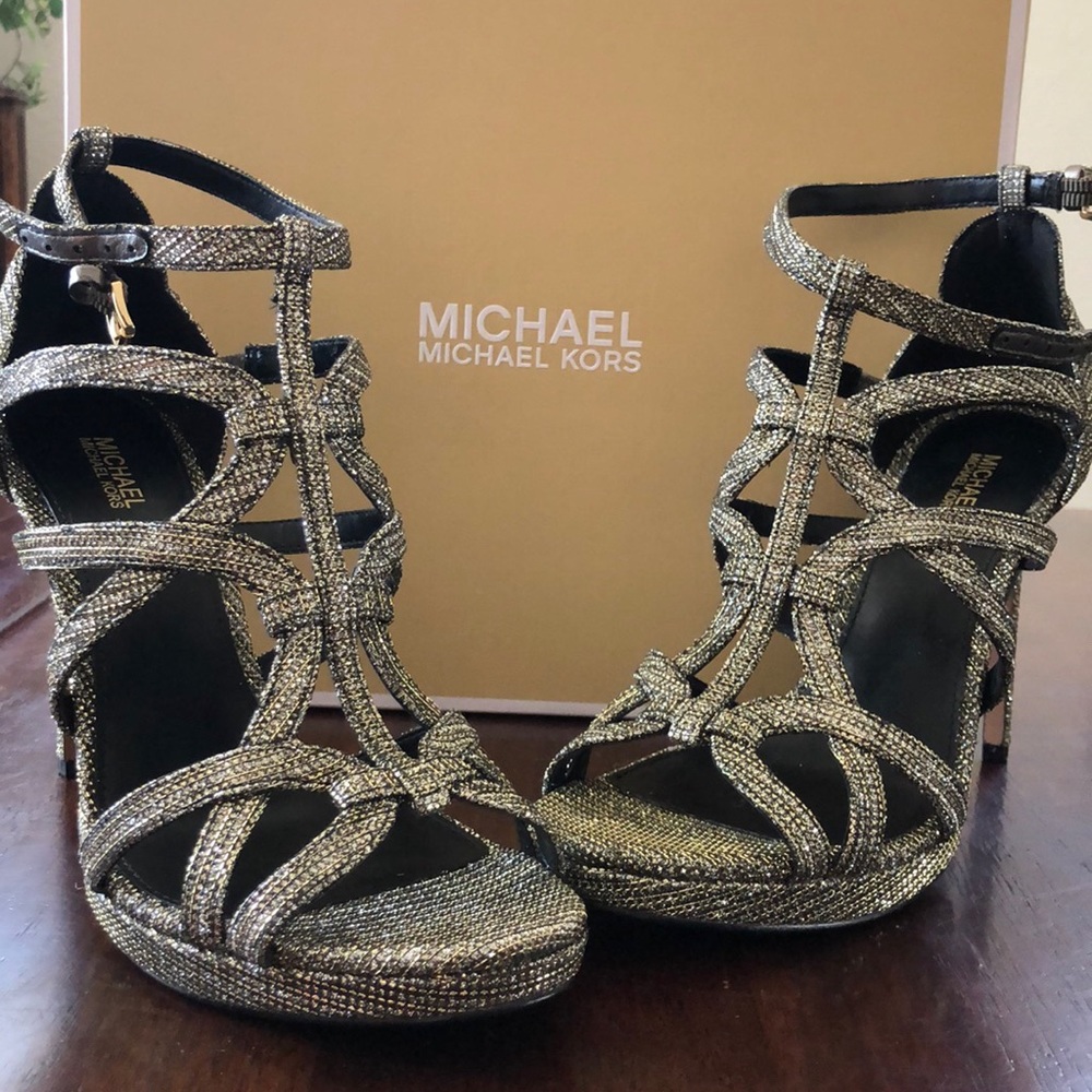 Michael Kors Sandra platform glitter chain mesh